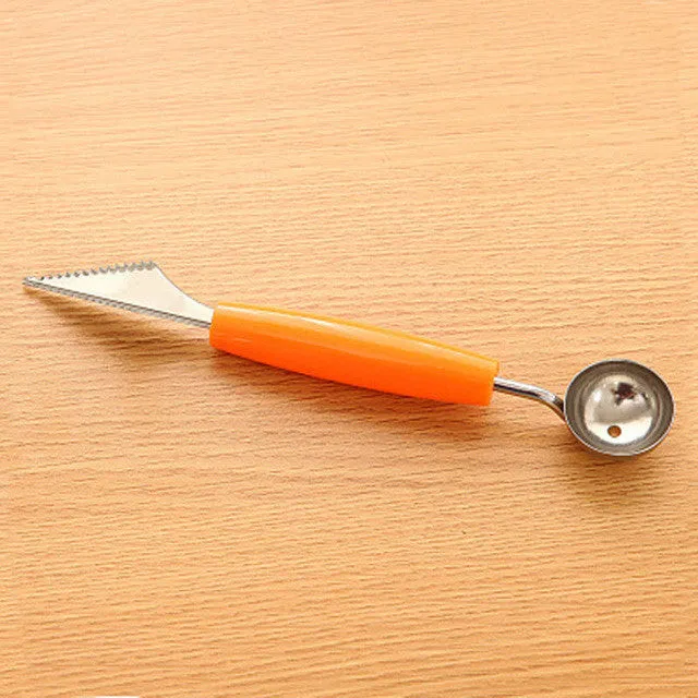 Fashion Multi Function Stainless Steel Fruit Carving Ice Cream Scoop Spoon Kitchen Gadgets Cooking Tools