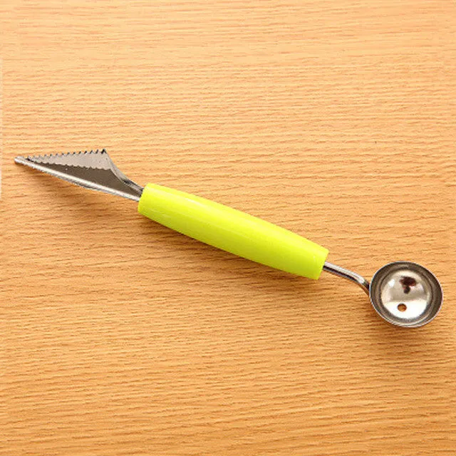 Fashion Multi Function Stainless Steel Fruit Carving Ice Cream Scoop Spoon Kitchen Gadgets Cooking Tools