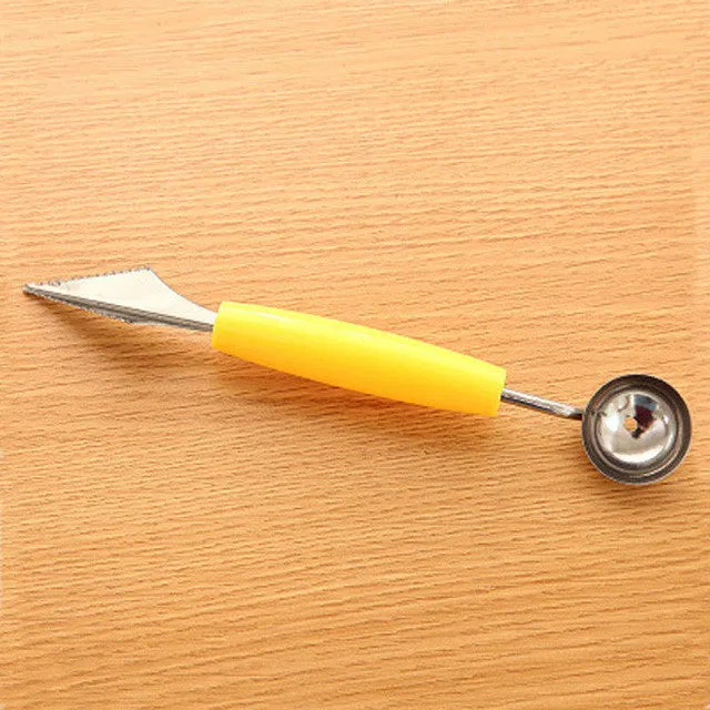 Fashion Multi Function Stainless Steel Fruit Carving Ice Cream Scoop Spoon Kitchen Gadgets Cooking Tools