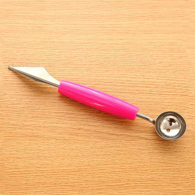 Fashion Multi Function Stainless Steel Fruit Carving Ice Cream Scoop Spoon Kitchen Gadgets Cooking Tools