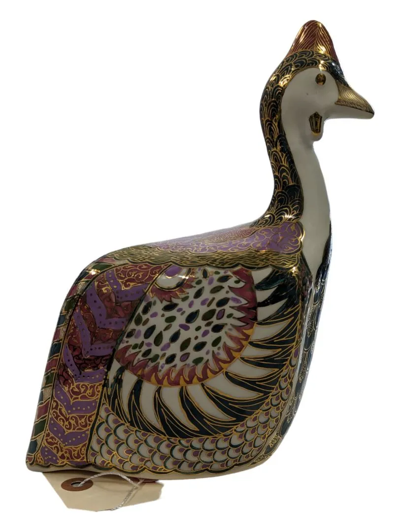 Fine Bone China Bird Paperweight w/Gold