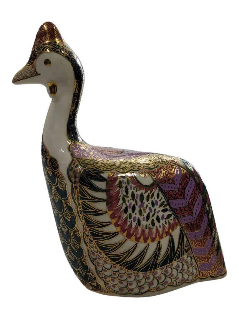 Fine Bone China Bird Paperweight w/Gold