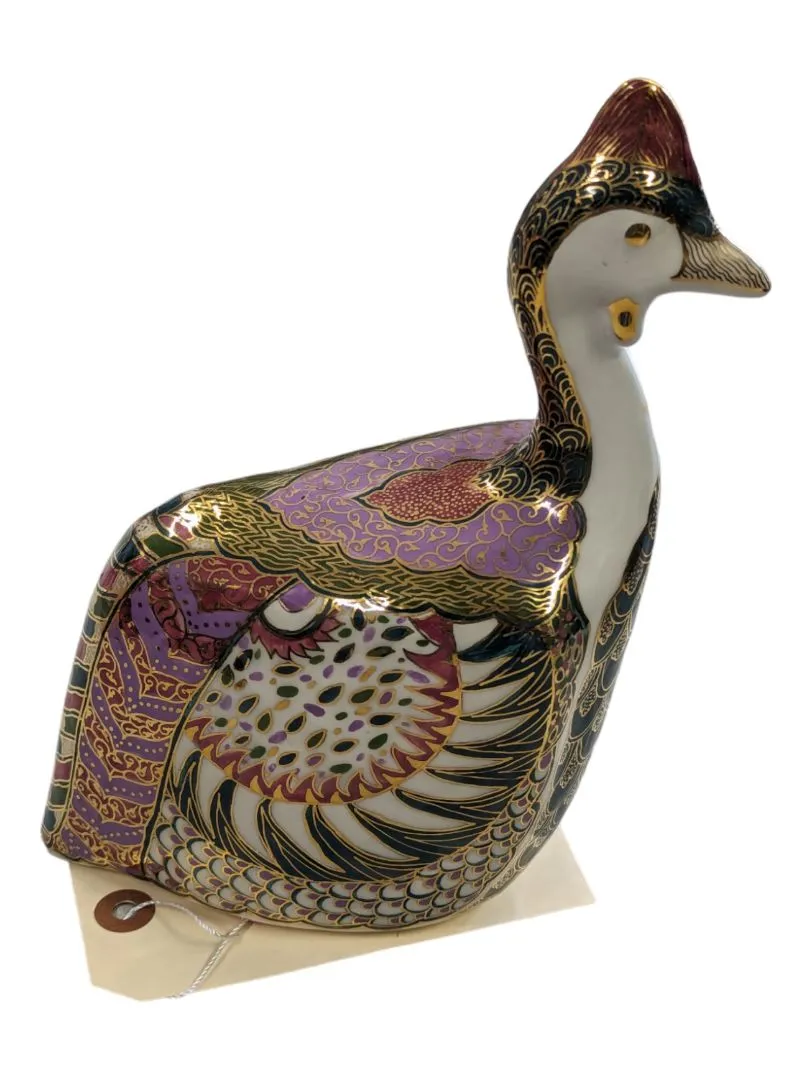 Fine Bone China Bird Paperweight w/Gold