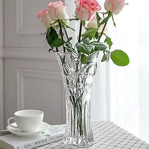 FOMQUAZLI Glass Vase for Flowers and Plants Flared Decorative Vase Wedding Vase for Home, Wedding, Living Room, Office Long Flower Vases for Home Decor