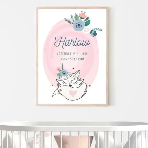 Foxy Lady Personalised Birth Print