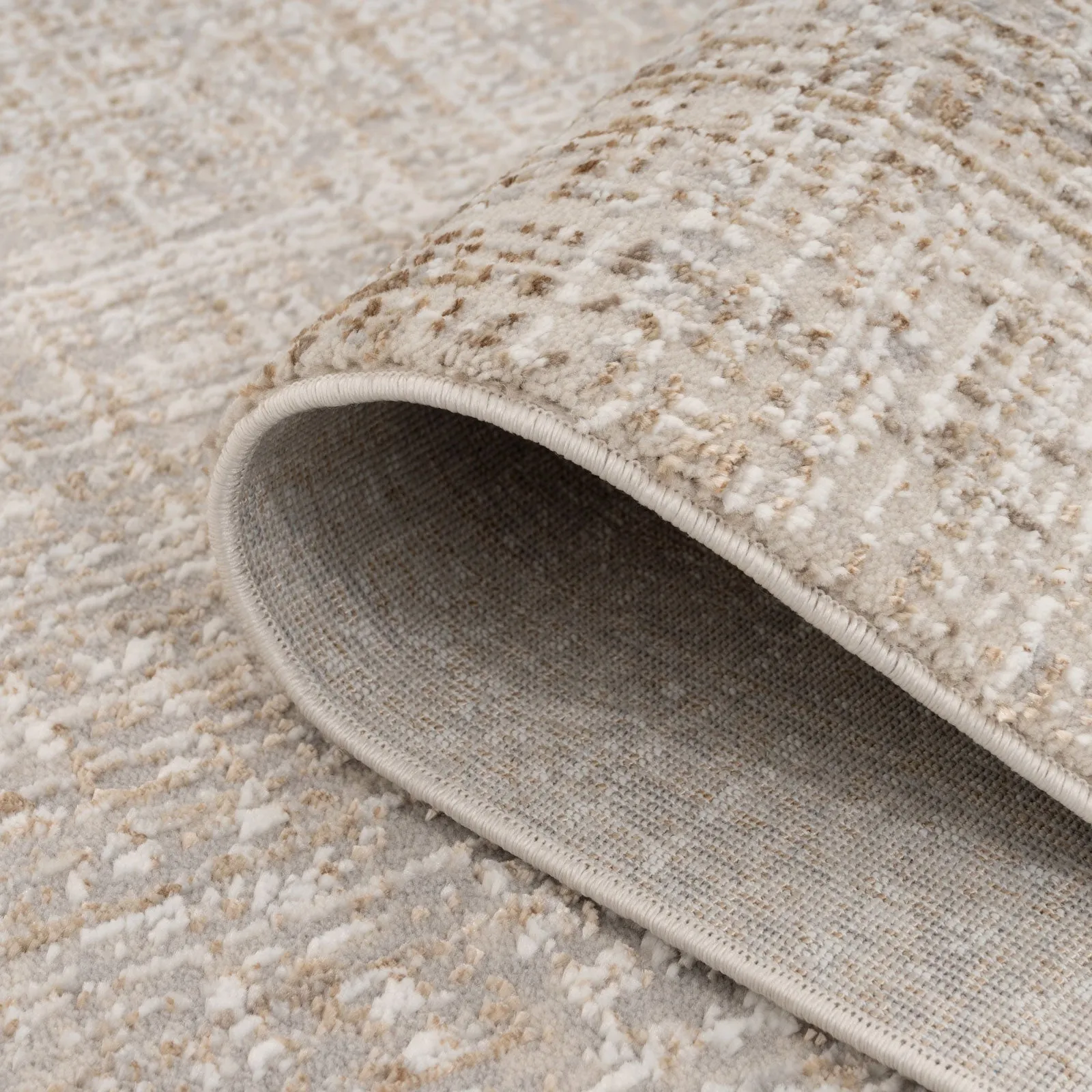 Golden Abstract Living Room Rug - Esme