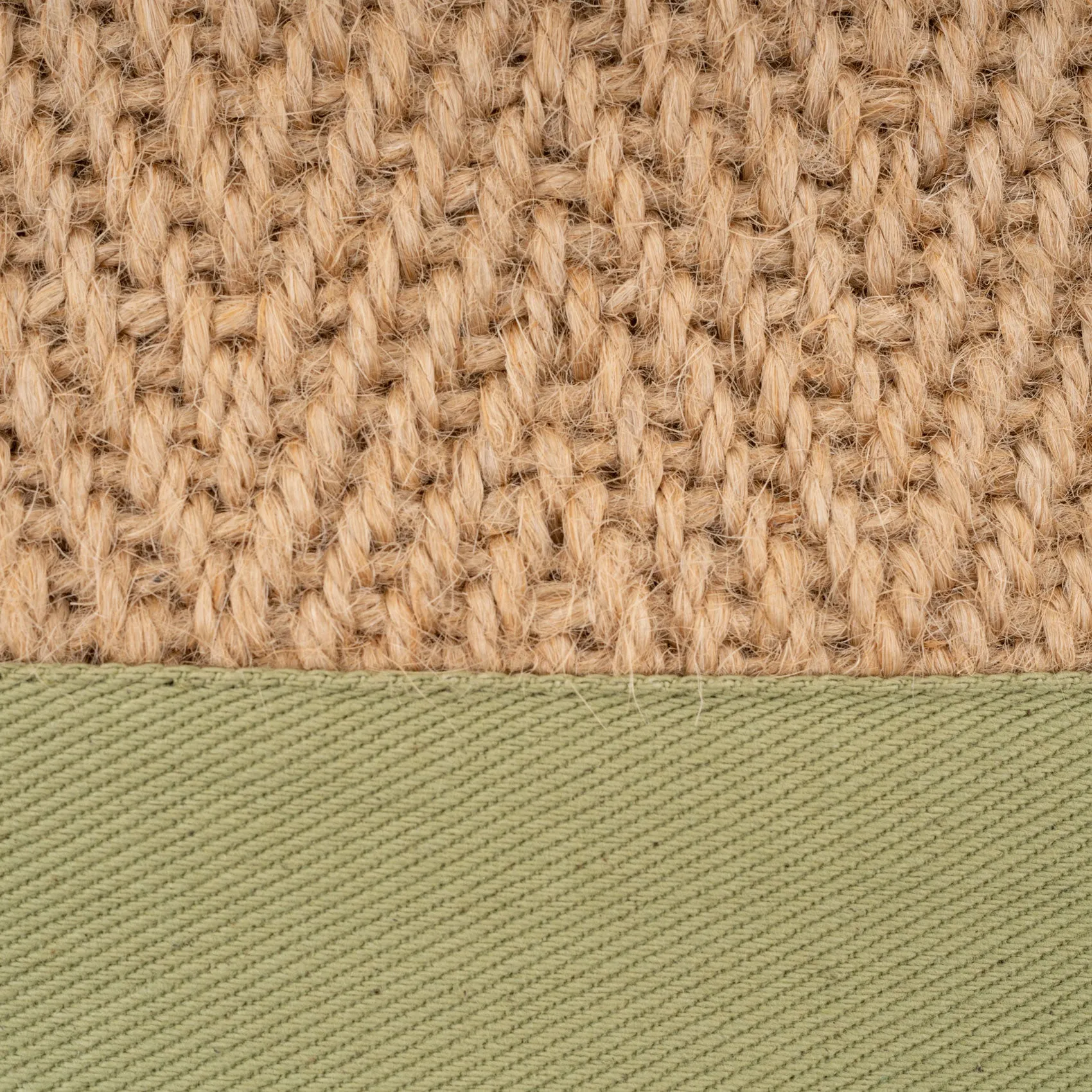 Green Cotton Border Natural Jute Hallway Runner Rug