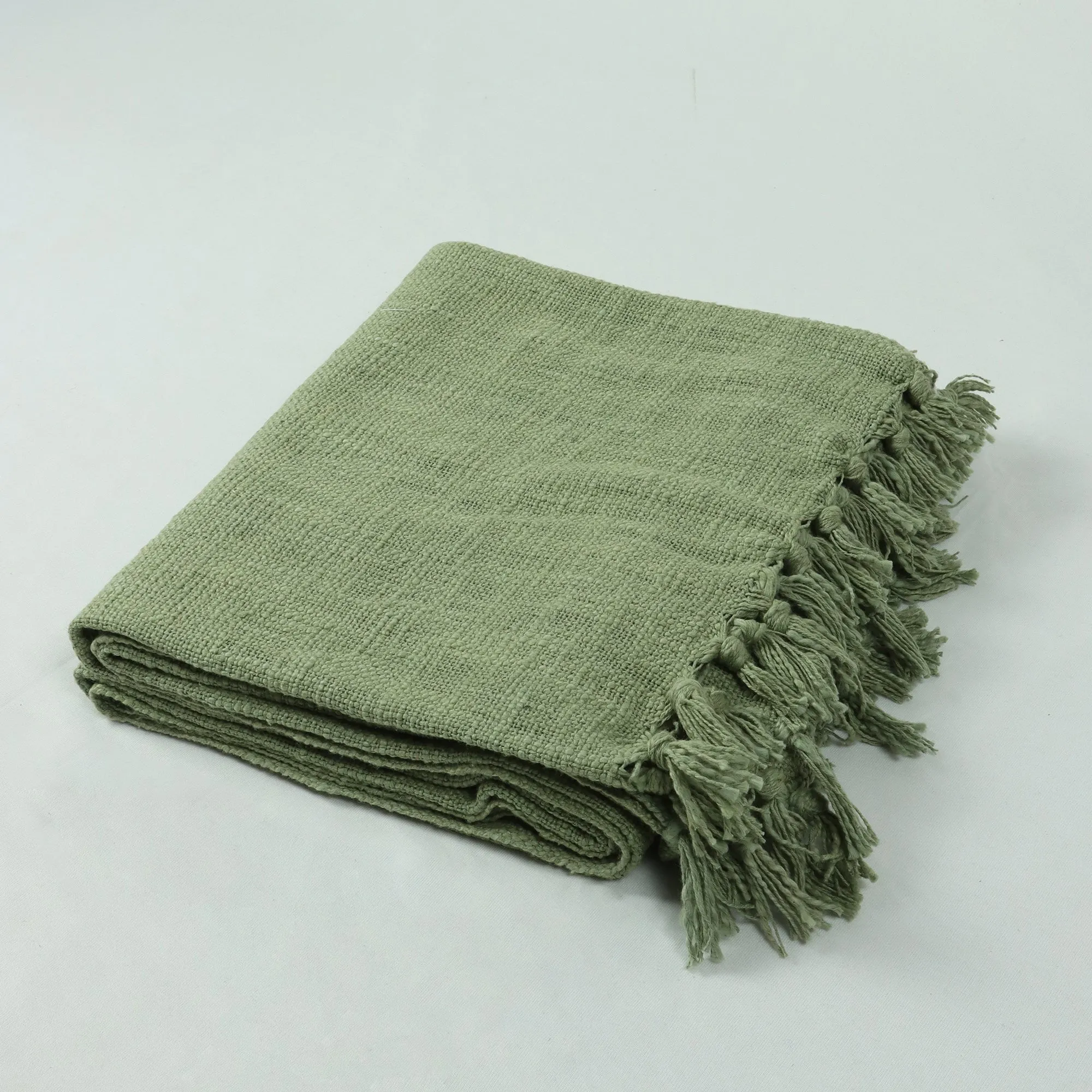 Green Pure Cotton Solid Throw Blankets For Home Decor