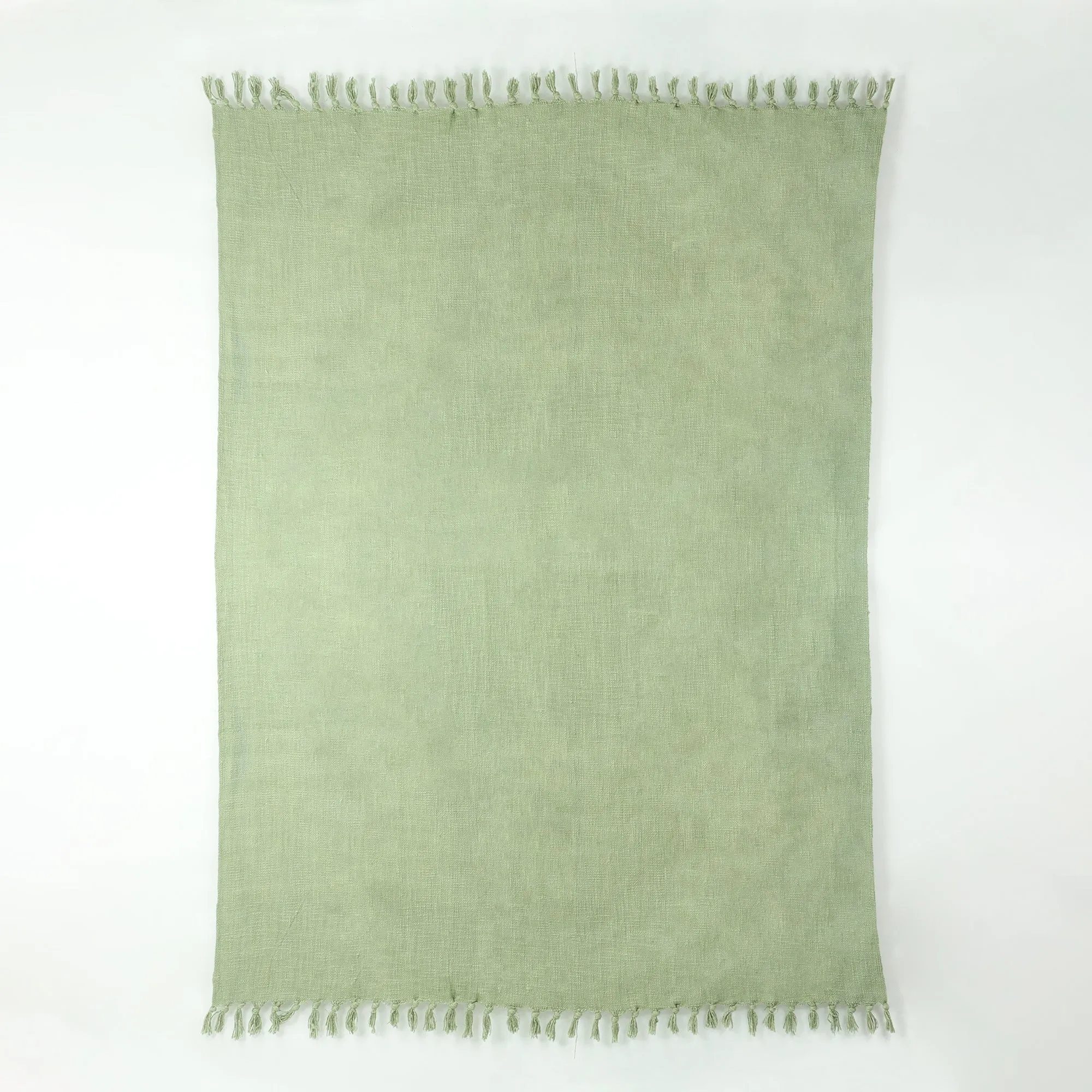 Green Pure Cotton Solid Throw Blankets For Home Decor