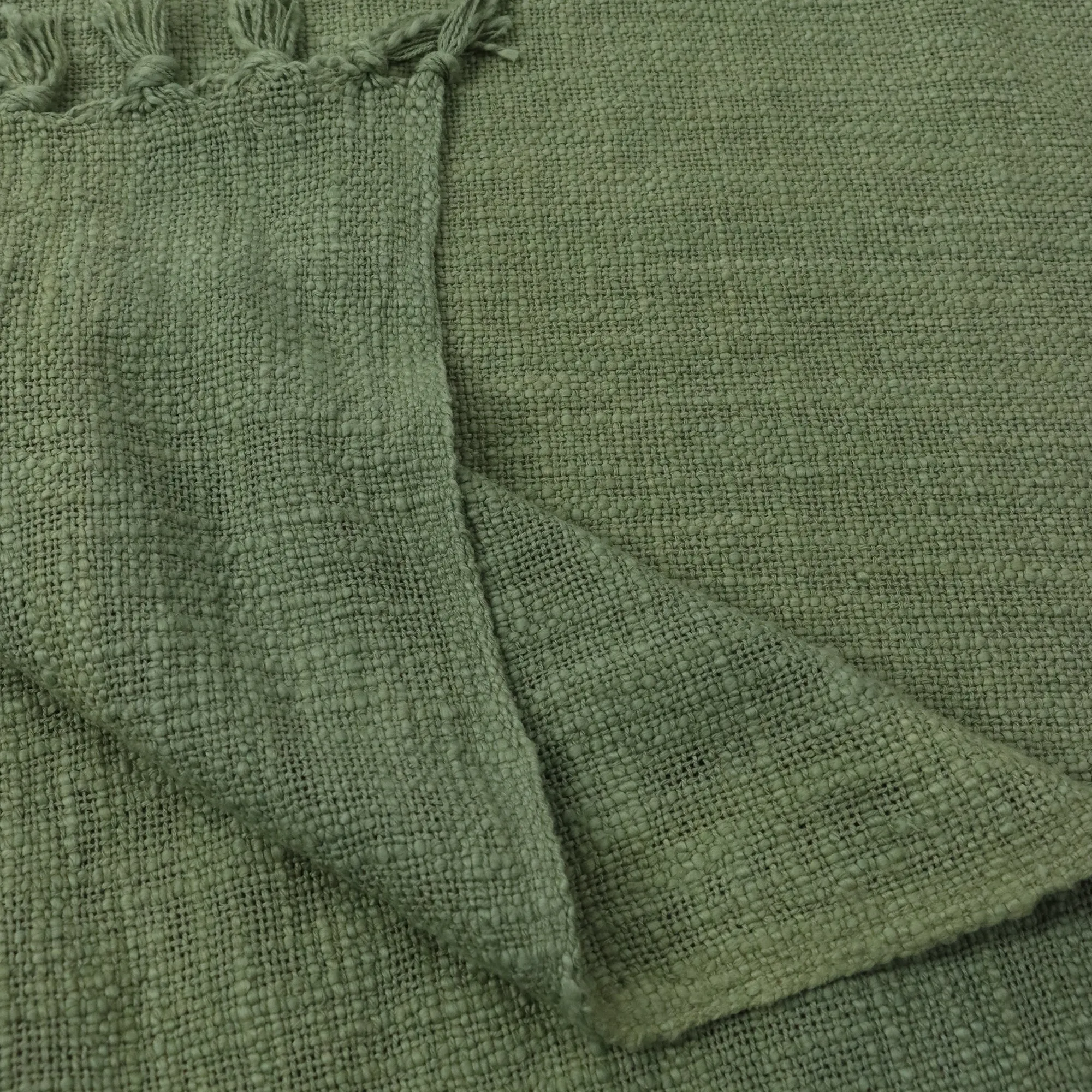 Green Pure Cotton Solid Throw Blankets For Home Decor