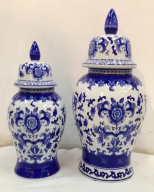 Harlow Blue and White Vases Set of 2 - Angie Homes