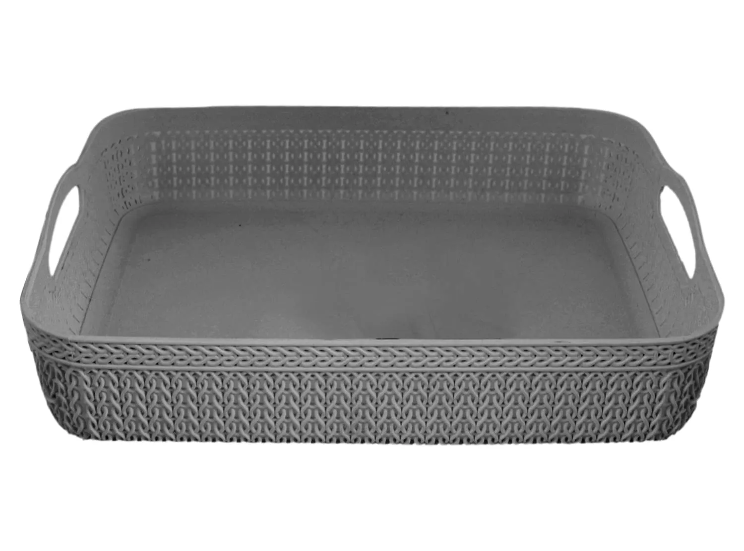 Heart Home Q-4 Designer Plastic Storage Basket For Store Fruits, Vegetables, Magazines, Cosmetics, Stationary Pack of 2 (Grey & Brown)-50HH01590