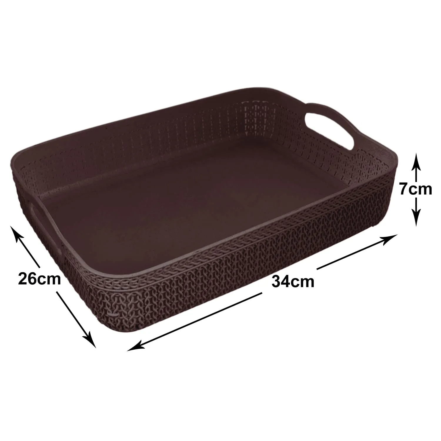 Heart Home Q-4 Multiuses Designer Unbreakable Plastic Storage Basket/Organizer/Bin For Home, Kitchen, Bathroom, Office Use Pack of 4 (Blue & Brown)-50HH01609