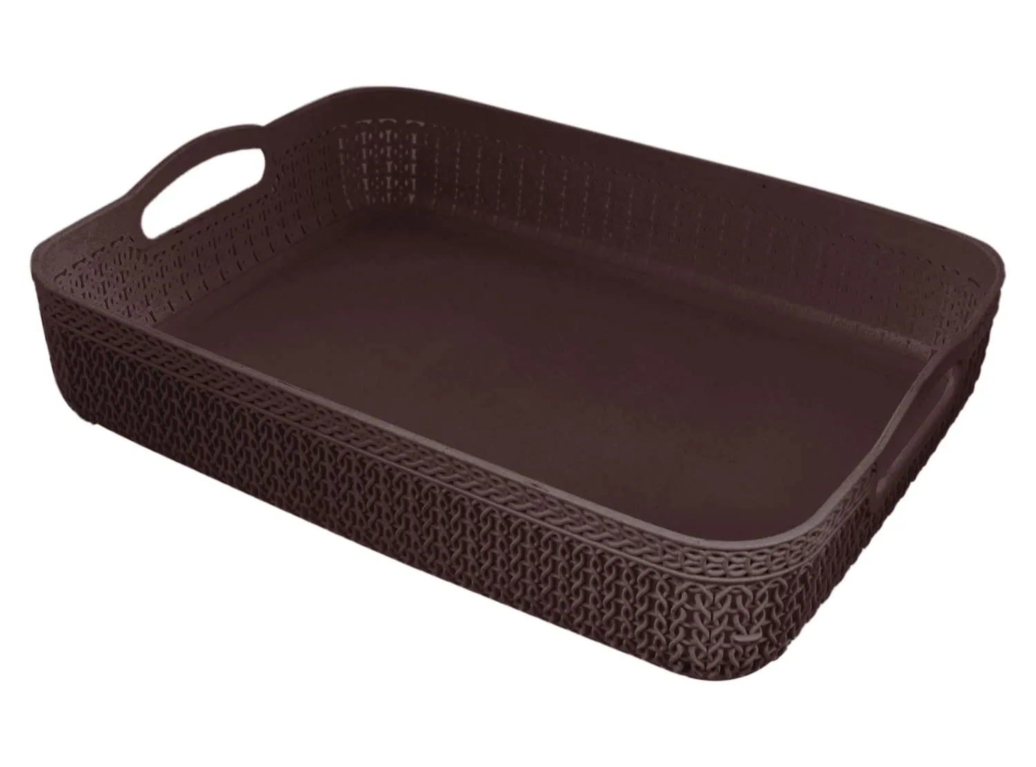 Heart Home Q-4 Multiuses Designer Unbreakable Plastic Storage Basket/Organizer/Bin For Home, Kitchen, Bathroom, Office Use Pack of 4 (Blue & Brown)-50HH01609