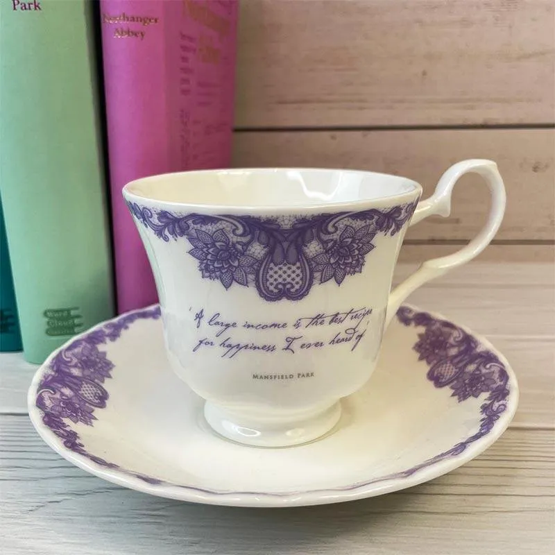 Jane Austen Mansfield Park Bone China Teacup And Saucer