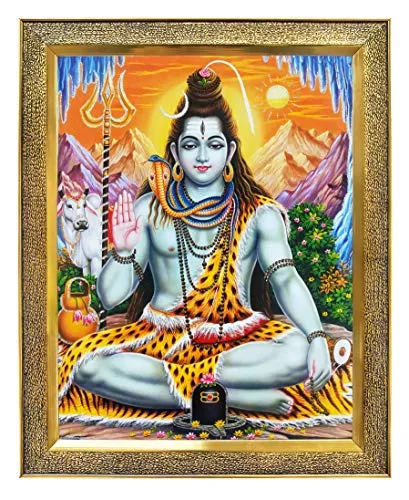 Khanna Golden Frame with Unbreakable Acrylic Glass Koshtak Shiva/Shiv/shankar/bholenath Photo Frame for Wall Hanging, Home Decor