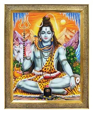 Khanna Golden Frame with Unbreakable Acrylic Glass Koshtak Shiva/Shiv/shankar/bholenath Photo Frame for Wall Hanging, Home Decor