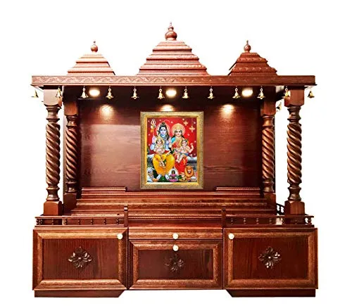 Koshtak Shiva Parvati with Ganesh and kartikeya ji shivling/Shiv parivar with Nandi and Lion photo frame with Unbreakable Glass for wall hanging/gift/temple/puja room/home decor and Worship
