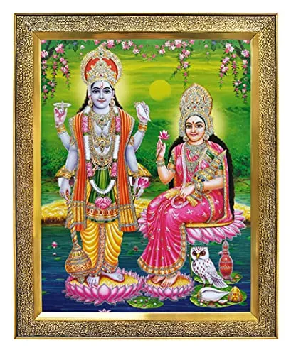 Koshtak vishnu laxmi ji Giving blessing Photo Frame with Unbreakable Glass for Wall Hanging/Gift/Temple/puja Room/Home Decor and Worship