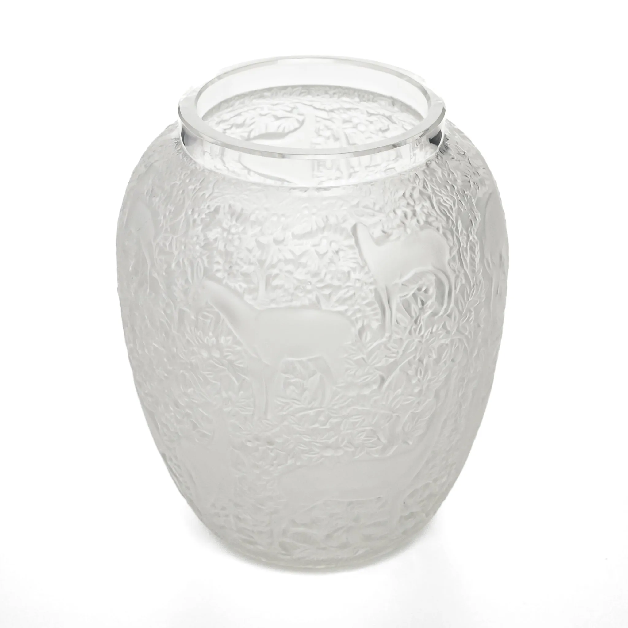 LALIQUE Biches Vase 1082  Clear Frosted
