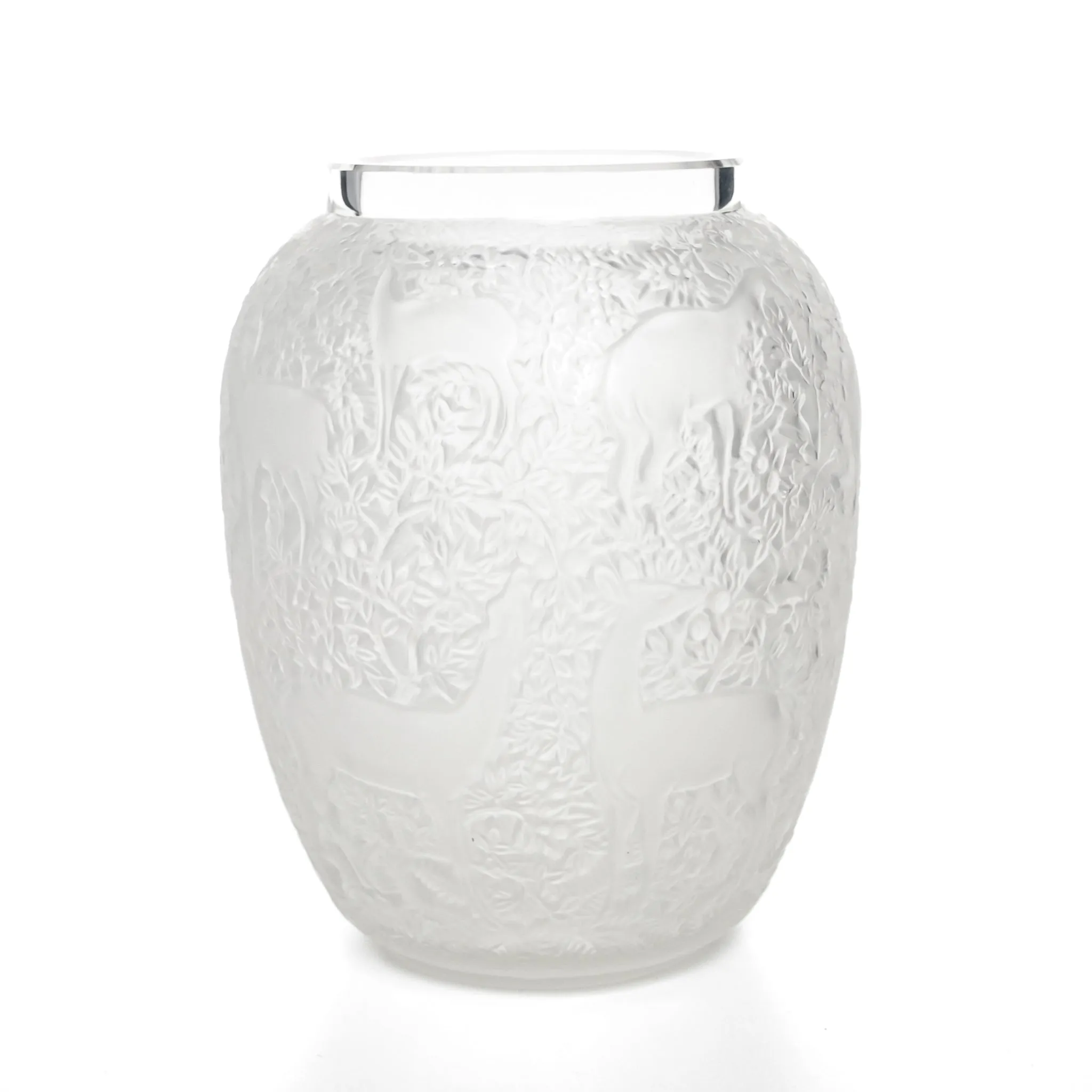 LALIQUE Biches Vase 1082  Clear Frosted