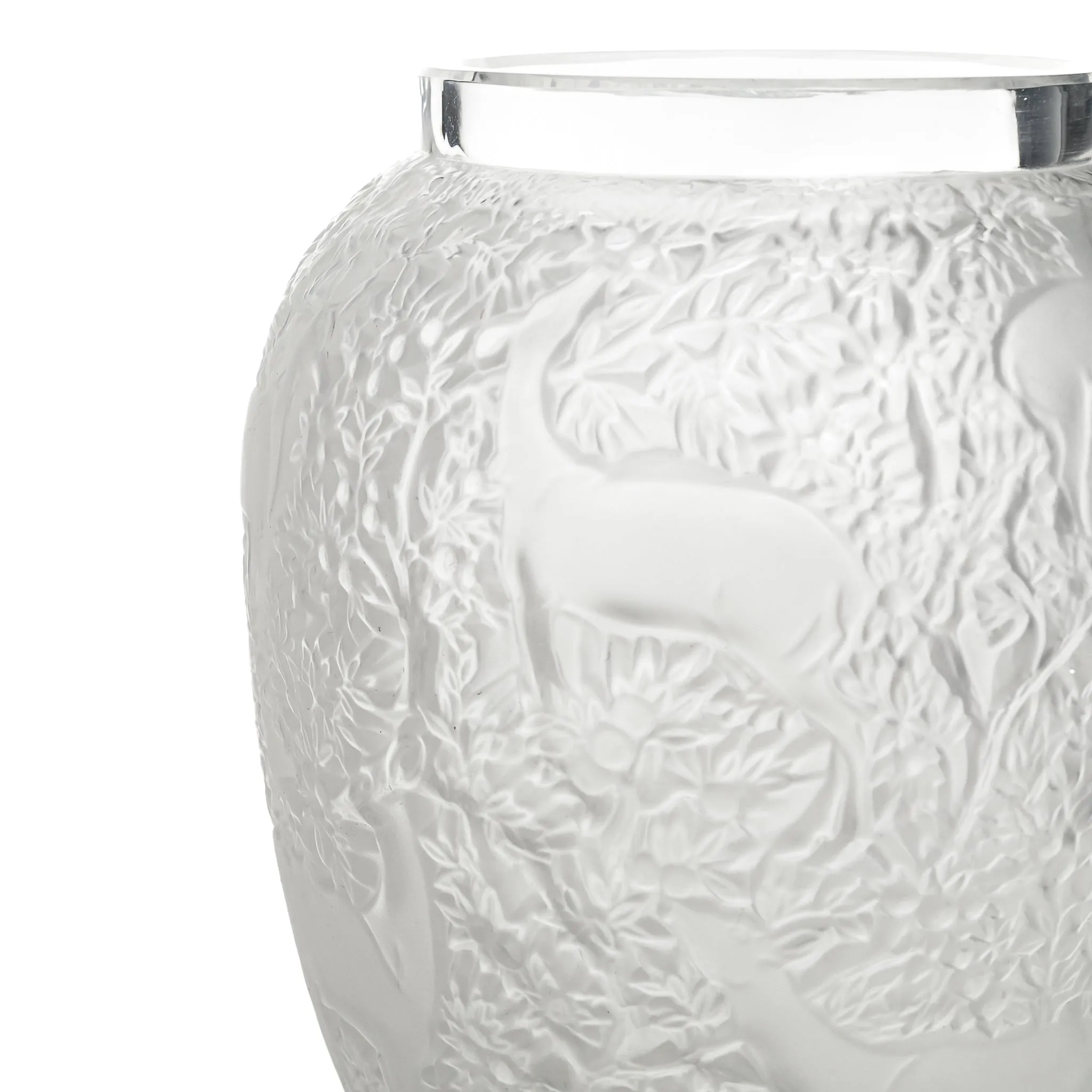 LALIQUE Biches Vase 1082  Clear Frosted
