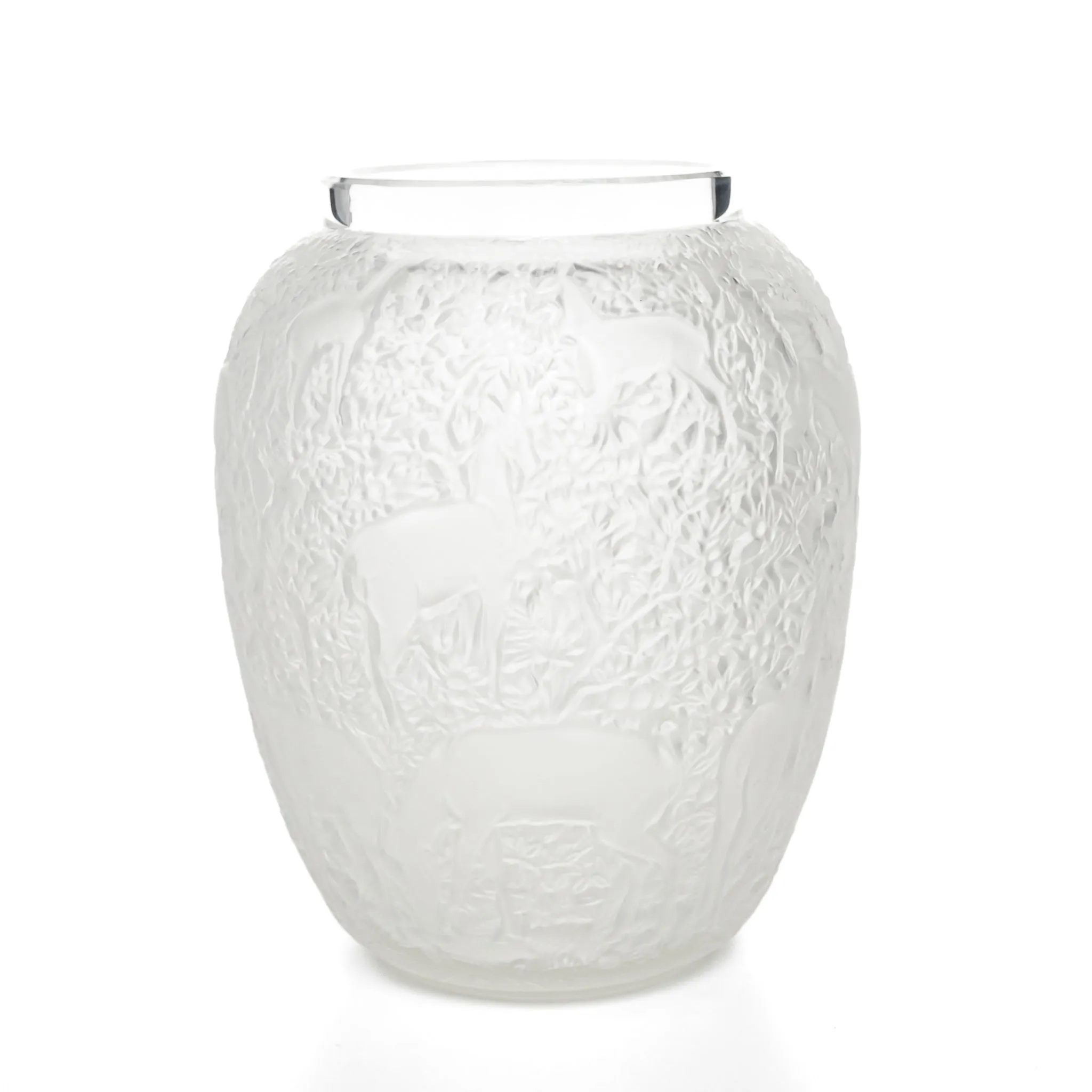 LALIQUE Biches Vase 1082  Clear Frosted