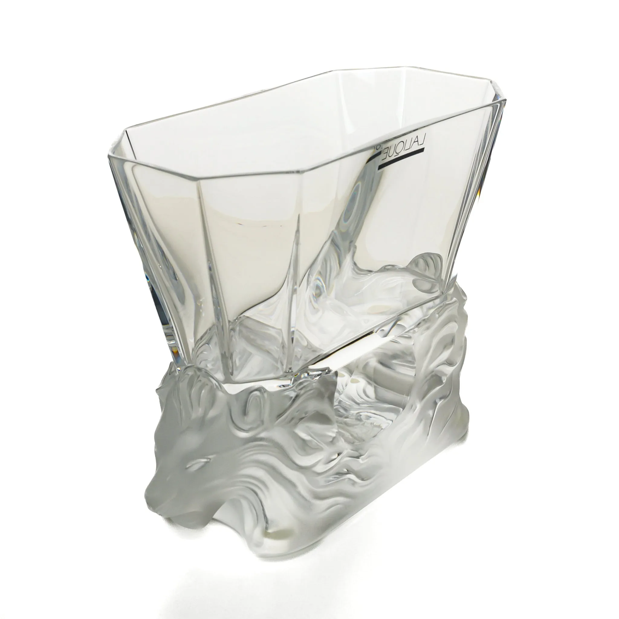 LALIQUE 'Venise' Lion Head Vase 11223