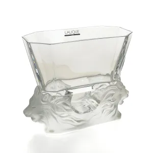 LALIQUE 'Venise' Lion Head Vase 11223