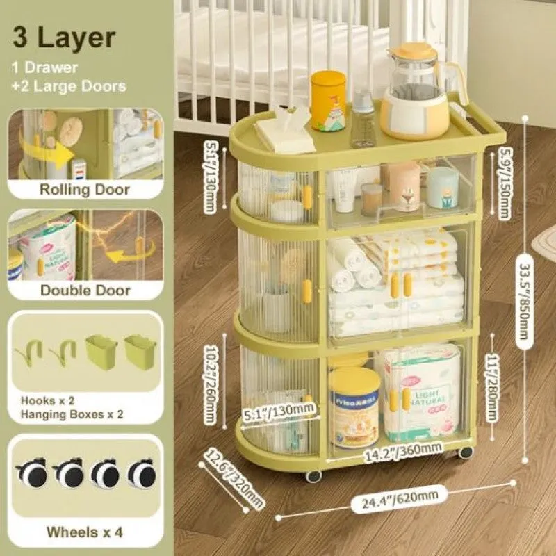 MODERN 3-TIERS FOLDABLE STORAGE CABINET