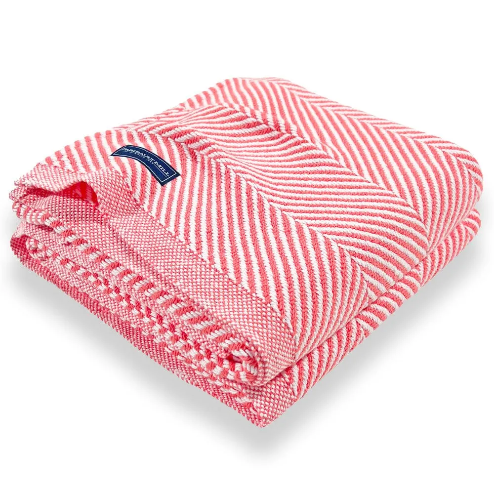 Monhegan Cotton Throw Without Fringe - Coral