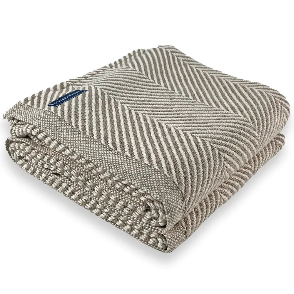 Monhegan Cotton Throw Without Fringe - Stone