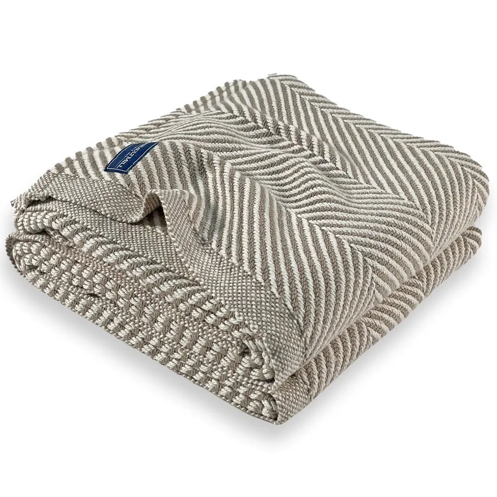 Monhegan Cotton Throw Without Fringe - Stone