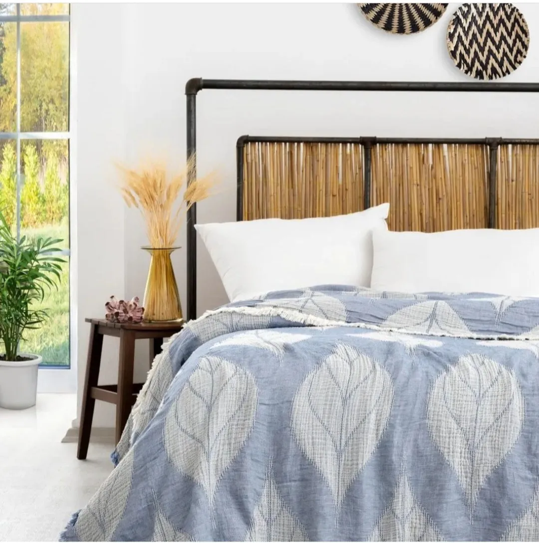 Natural Cotton Muslin Bed Cover  Gauze Blanket