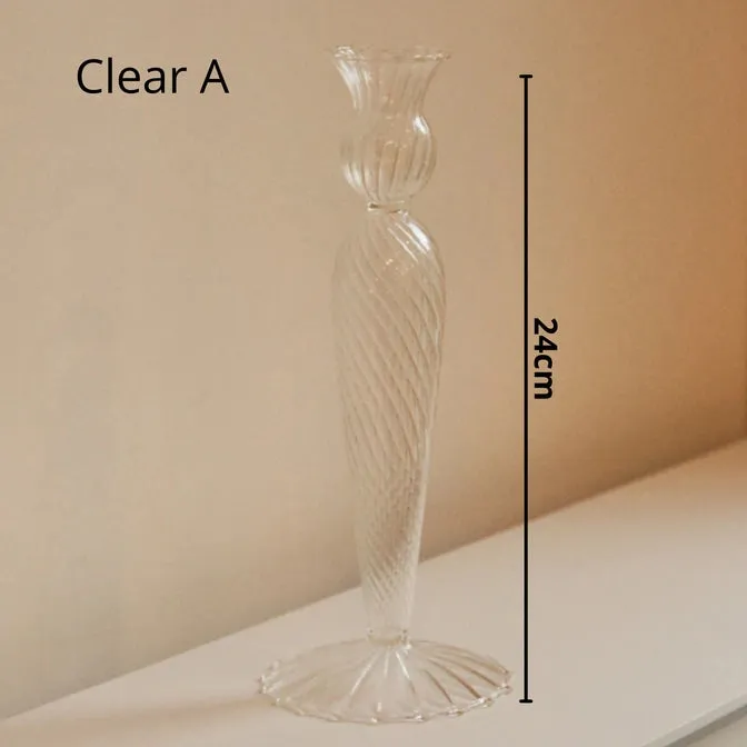 Nordic Taper Glass Candlestick Holder | A (Clear)