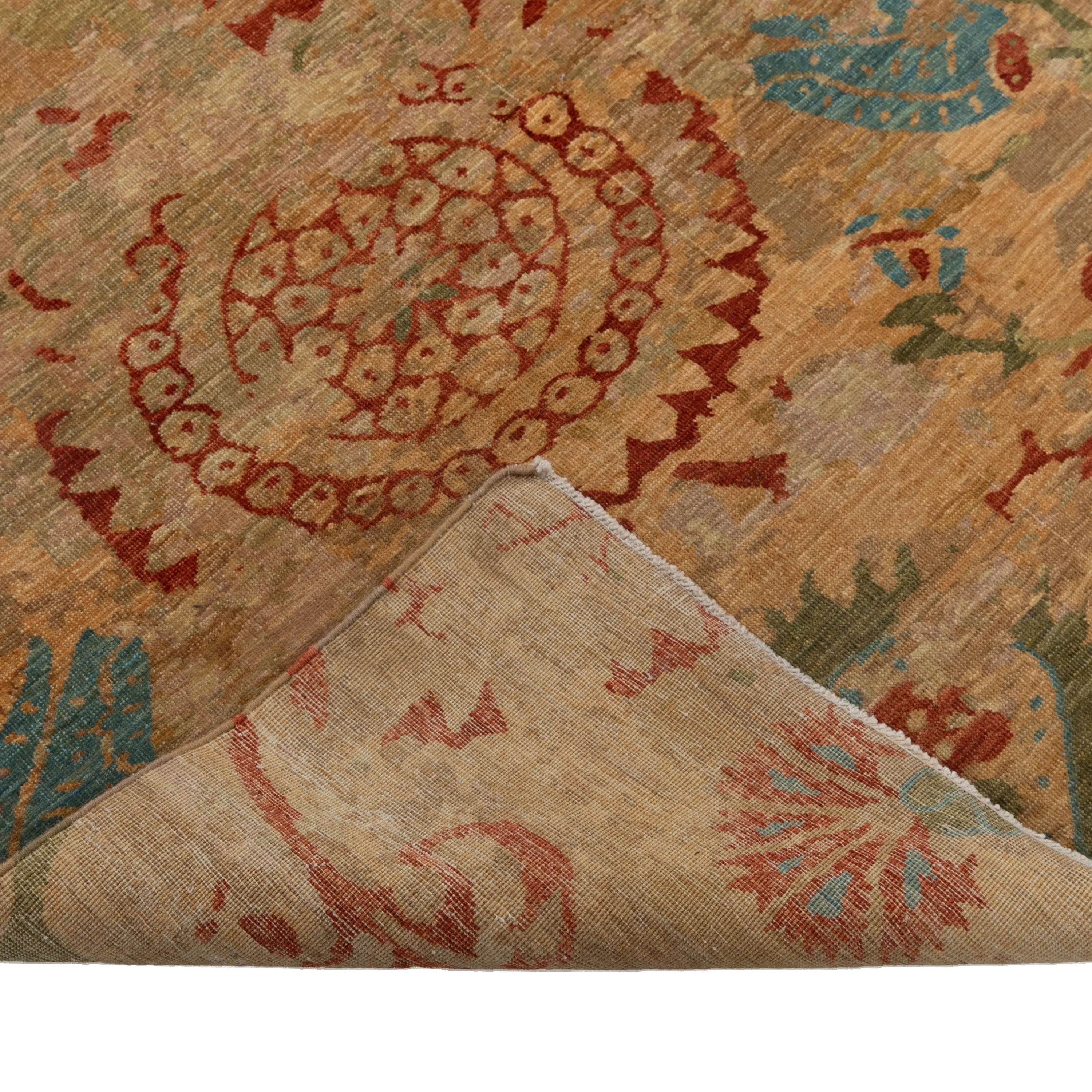 Orange Aurora Modern Wool & Silk Runner - 2'11" x 9'7"