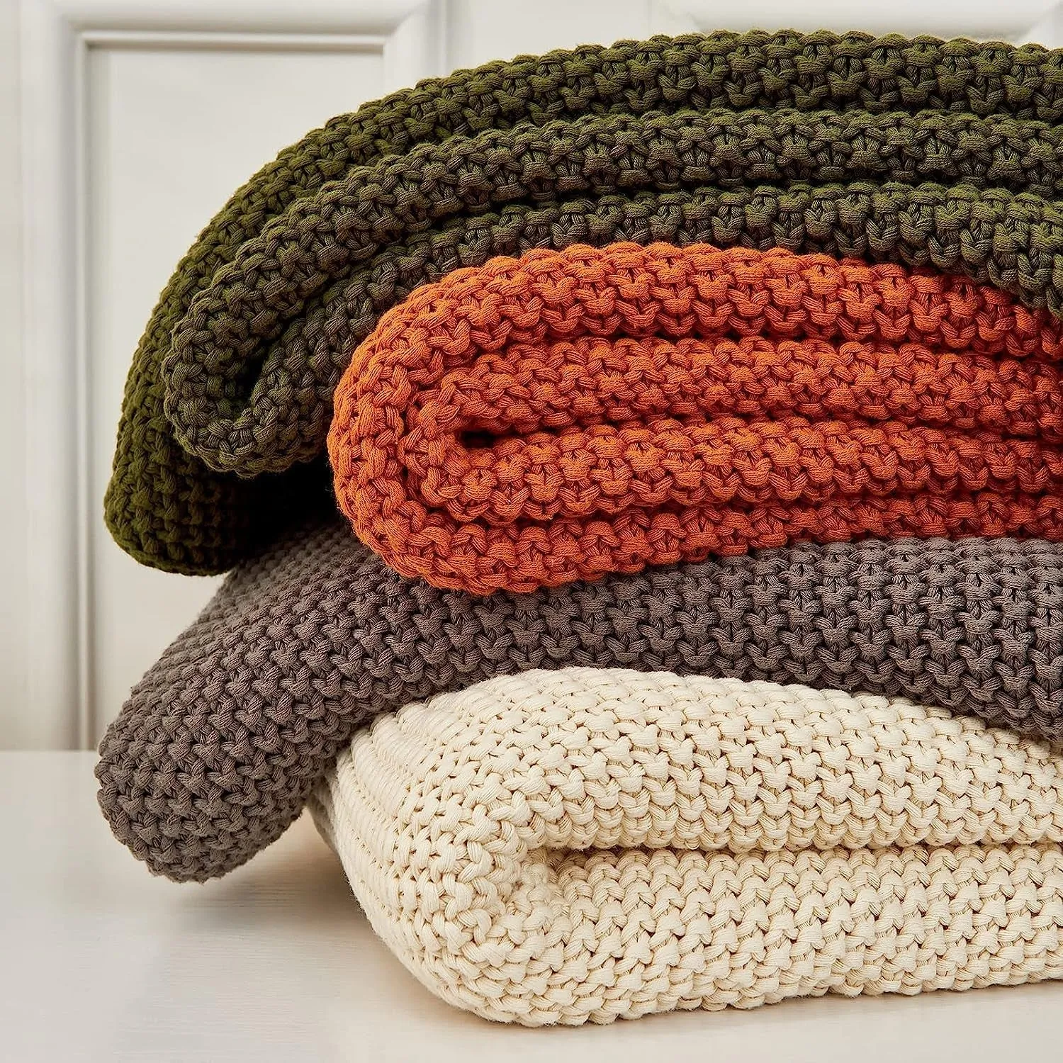 Pineapple Retreat Solid Organic Cotton Knit Throw Blanket