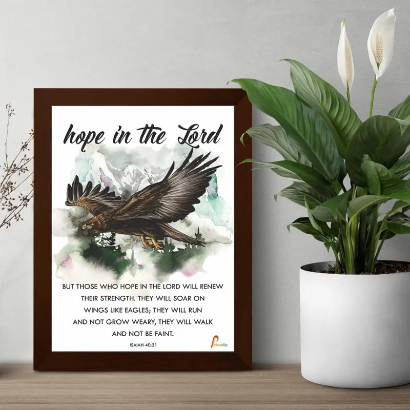 Printality Bible Hope in the lord | ISAIAH 40:31 | Verse Wall Photo Frames Photo Frame For Wall Christians Photo Frames Size Hanging Frame for Decoration Room, Bedroom, Hall, Living Room