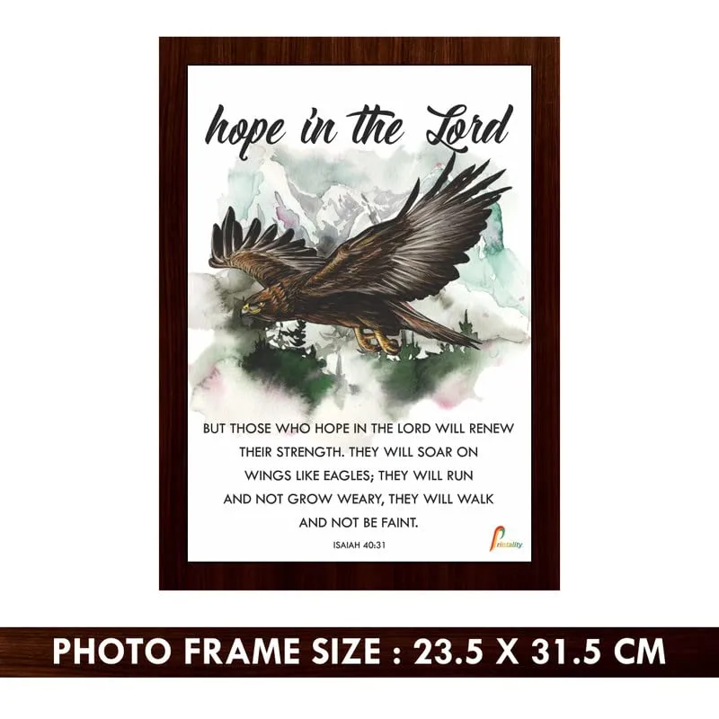 Printality Bible Hope in the lord | ISAIAH 40:31 | Verse Wall Photo Frames Photo Frame For Wall Christians Photo Frames Size Hanging Frame for Decoration Room, Bedroom, Hall, Living Room