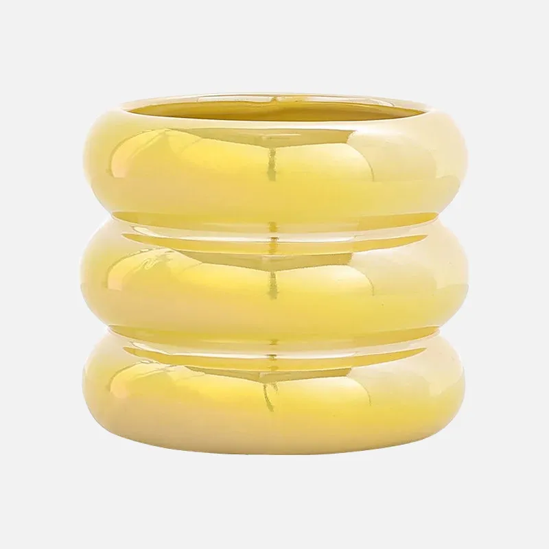 Ripple Ring Glazed Ceramic Vase and Desktop Organizer