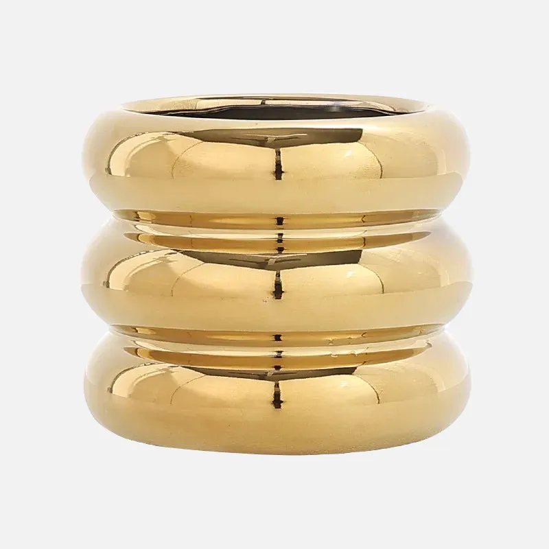 Ripple Ring Glazed Ceramic Vase and Desktop Organizer