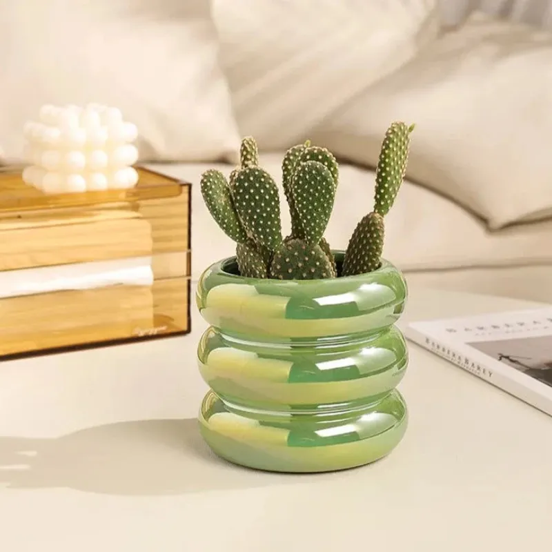 Ripple Ring Glazed Ceramic Vase and Desktop Organizer