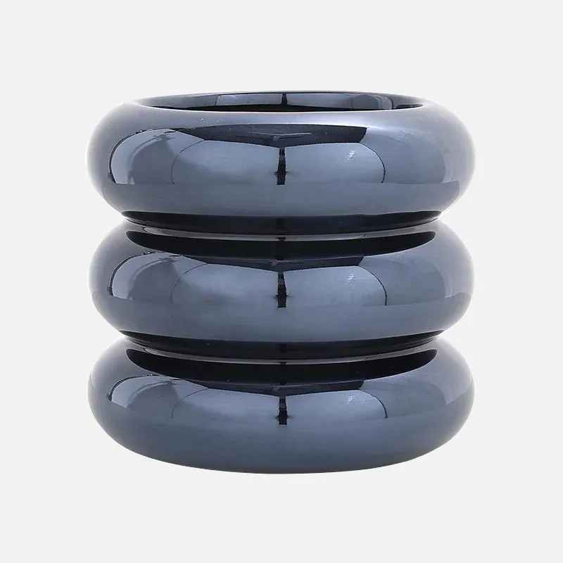 Ripple Ring Glazed Ceramic Vase and Desktop Organizer