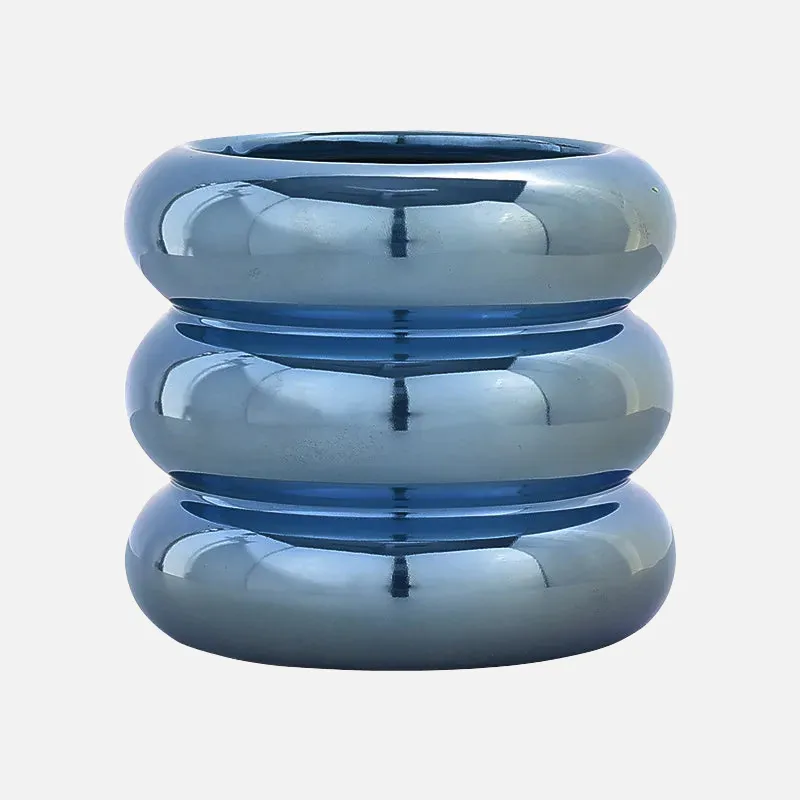 Ripple Ring Glazed Ceramic Vase and Desktop Organizer