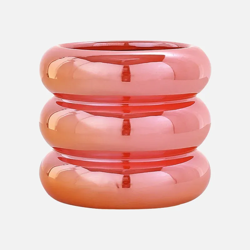Ripple Ring Glazed Ceramic Vase and Desktop Organizer