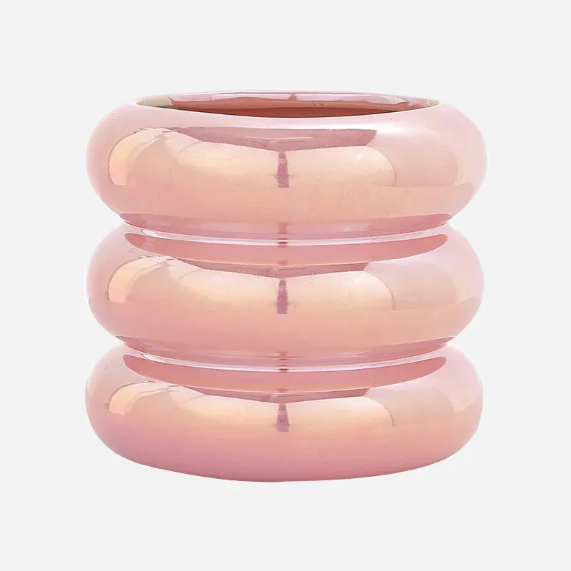 Ripple Ring Glazed Ceramic Vase and Desktop Organizer
