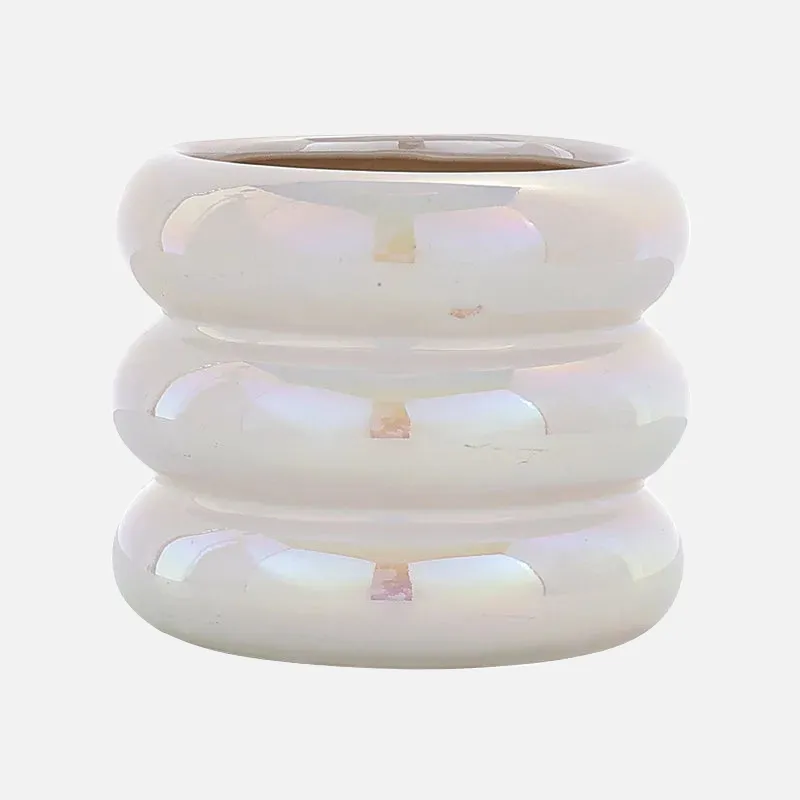 Ripple Ring Glazed Ceramic Vase and Desktop Organizer