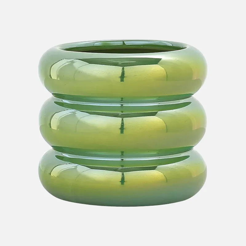 Ripple Ring Glazed Ceramic Vase and Desktop Organizer