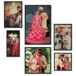 Ritwika's Customised Set of 6 Premium Personalized Print Collage Photo Frames In 5 Sizes | Two 8X12, One 8X8, One 6X12, One 12X12 & One 12X18 Inches With Plexiglass