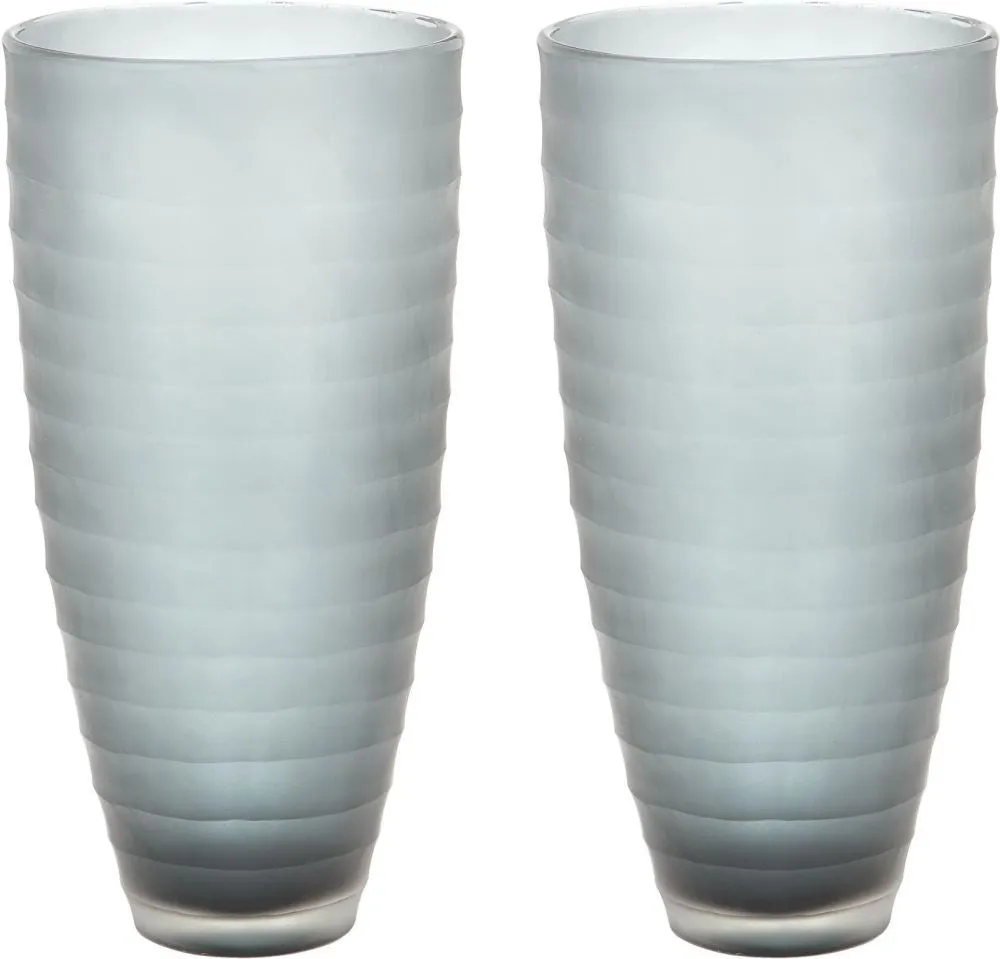 Smoke Matte Cut Vases - (Set of 2)